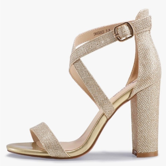 Women’s Gold Shimmer Heels - Picture 2 of 9